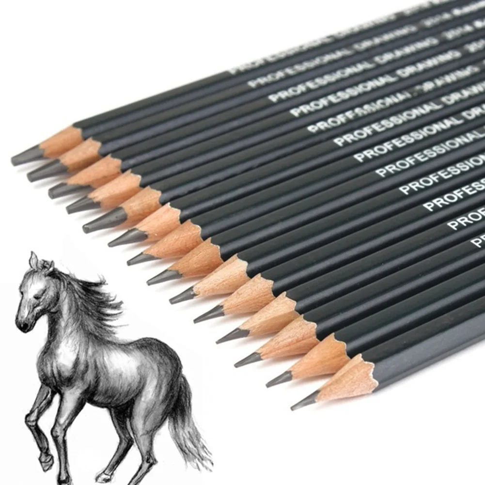 14 шт./лот, Графитовые карандаши, красивый инструмент для рисования 6H-12B, профессиональный набор из 14 карандашей для рисования