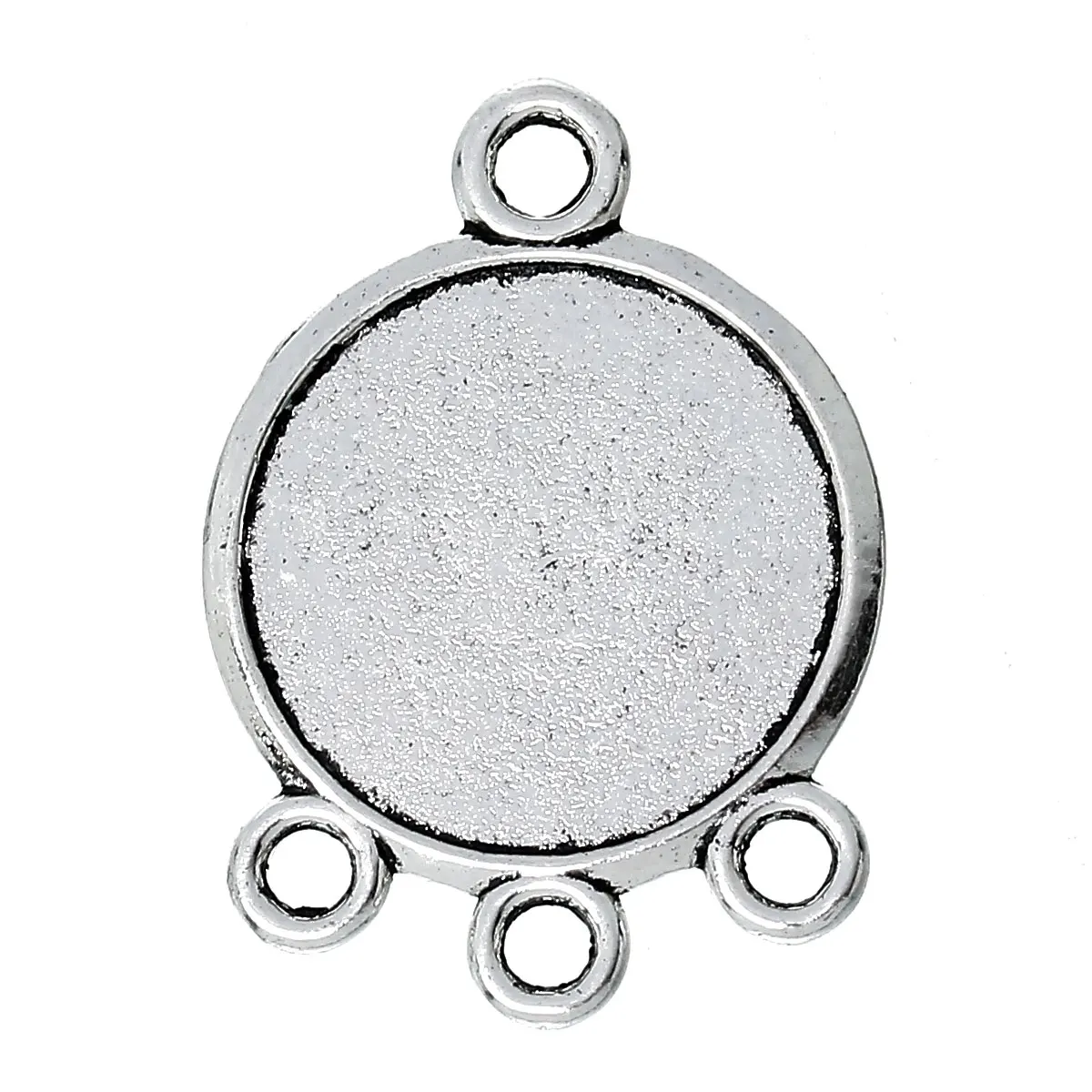 Doreenbeads Connectors Round Silver Color Cabochon Settings Charms Diy