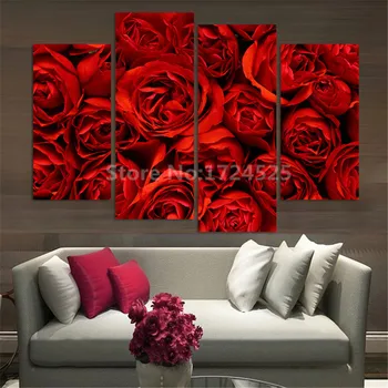 

Unframed 4 Pcs Wall Art Home Decor Picture Beatifull Flowers Canvas Painting For Bedroom Living Room In High Quality