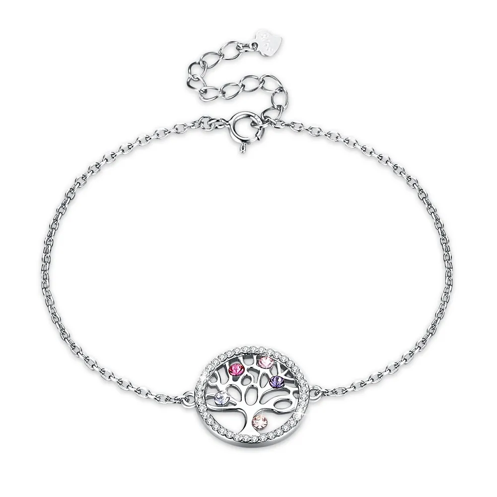 

INALIS High Quality 925 Sterling Silver Colored Life Tree Crystal Bracelet Crystals from Swarovski Jewelry Elegant Chain Bangles