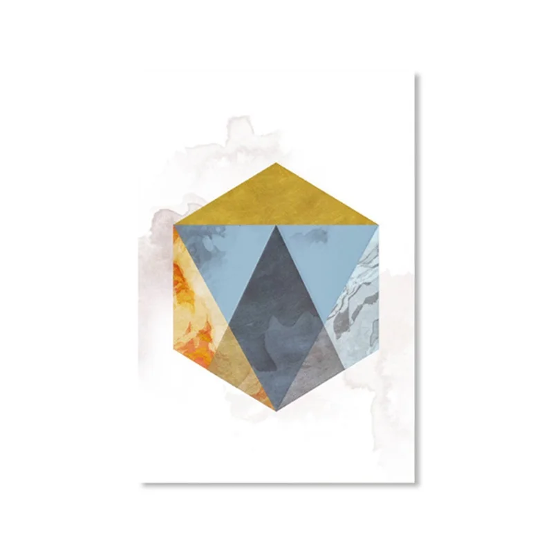 Абстрактный треугольник, шестигранная геометрическая мозаика, комбинированный холст, рисунки, Постер и печать, декоративные настенные художественные картины для гостиной