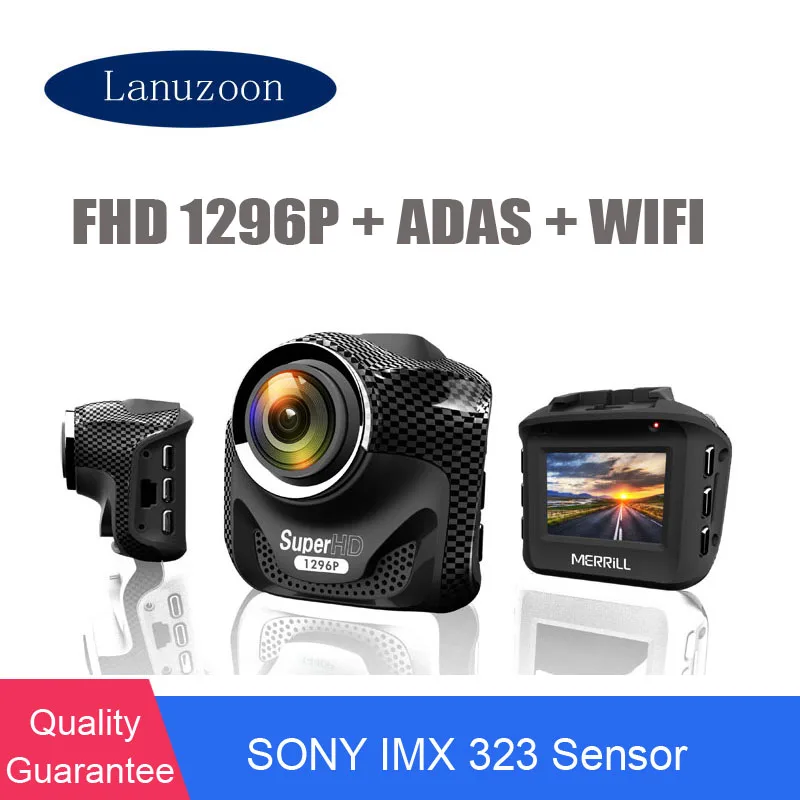 

Car DVR Wifi + ADAS Dash Camera In Car Video Camera Full HD 1296P Car Camera Drive Recorder Video Camera Night Vision Dash Cam