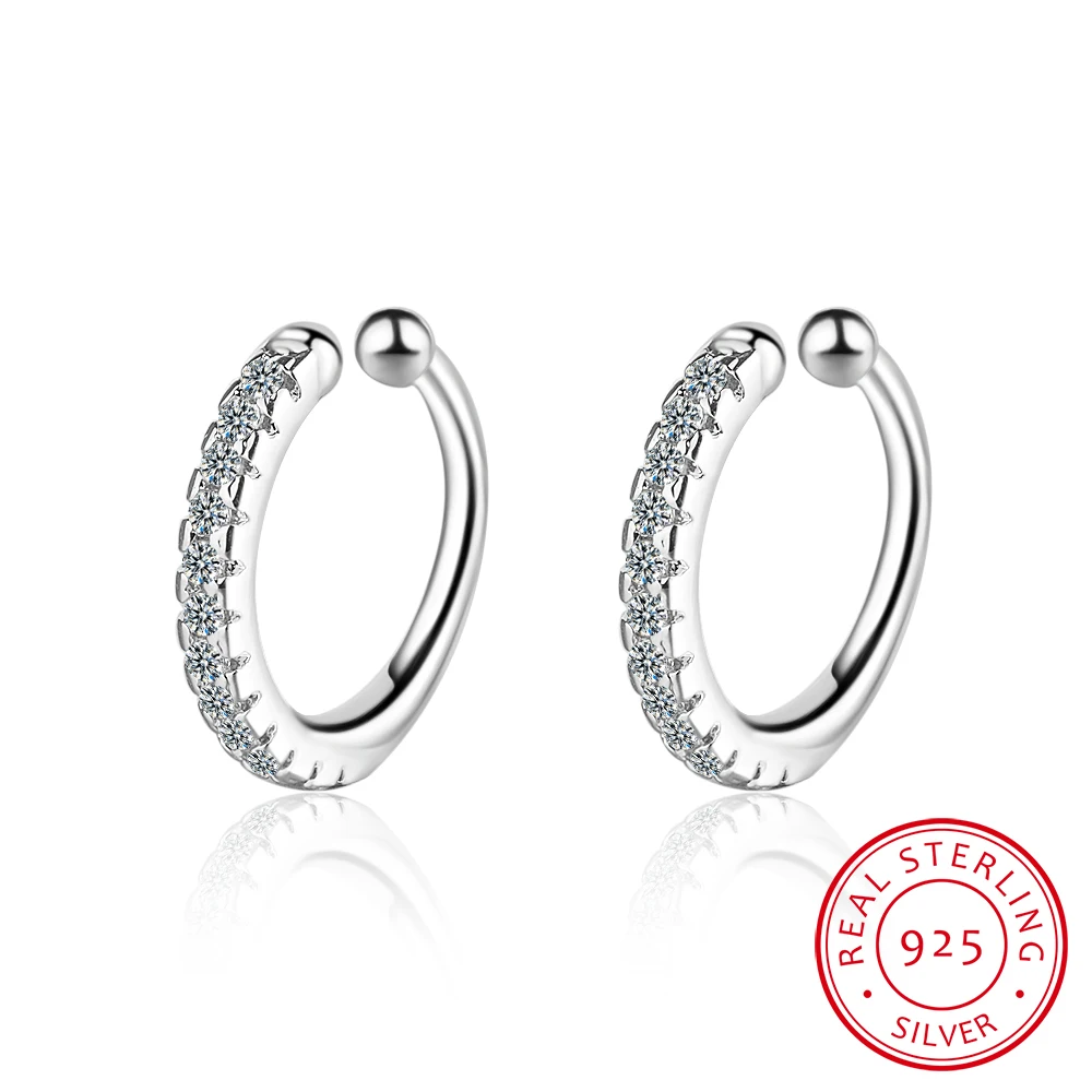 

Earcuff Earings 925 Sterling Delicate Clear Cz Earring Small Sized Little Girl Earring Cuff Ear Micro Pave Zirconia Circle