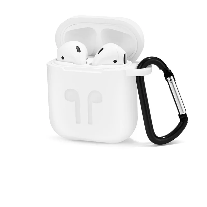 

1000pcs Soft Silicone Protection Case Cover for Apple Airpods charging case Portable Slim Cases with Keychain air Pods hang bag