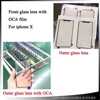 

100pcs/lot by DHL AAA Front Screen Outer Glass Len with OCA Assembly for iPhone X Touch Panel Replacement Repair Parts