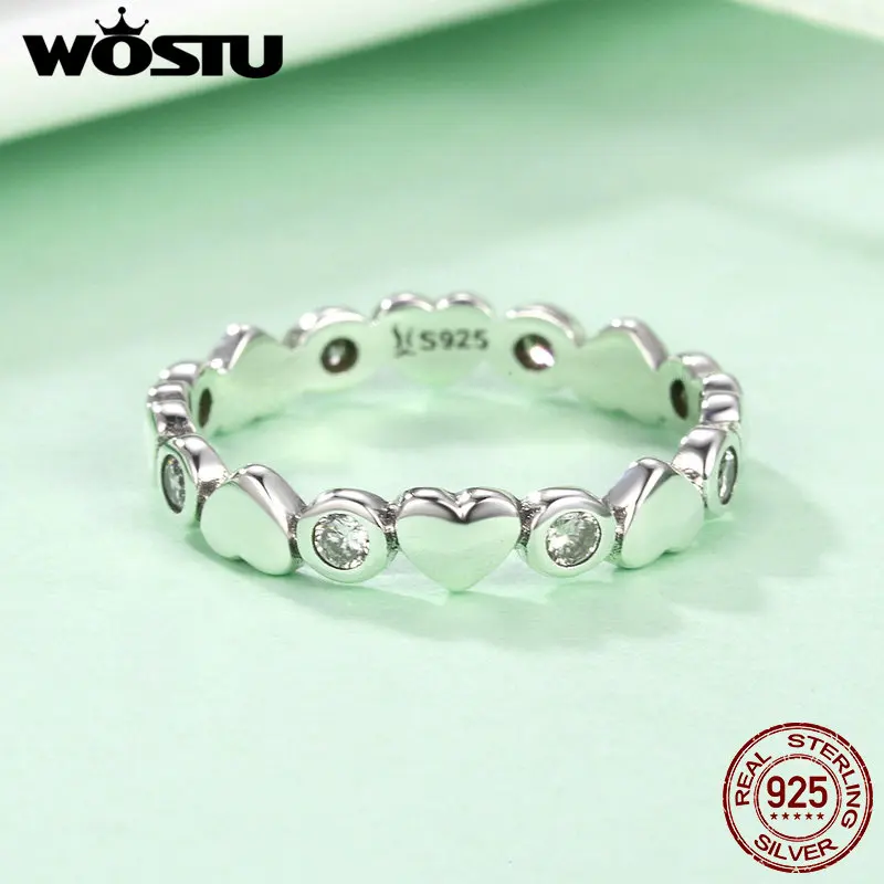 WOSTU, новинка, 925 пробы, серебро, My Heart Is Bright Stackable, кольца для женщин, мода S925, свадебные украшения, подарок, CQR164