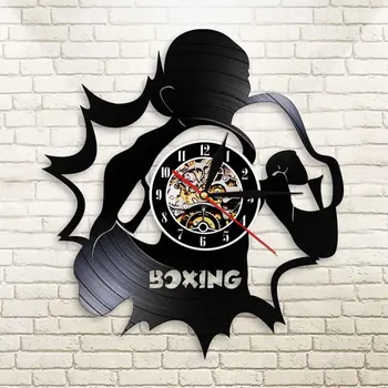 

Boxing Vinyl LP Record Wall Clock Boxer Arena Fighting Sports Wall Arts Color Changing Wall Light Scrappers Boxer Gifts