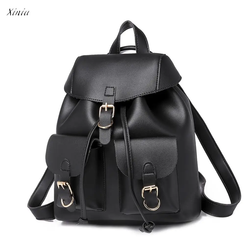 Women Preppy Style Casual Backpack Soft Leather Small Packet Rucksacks
