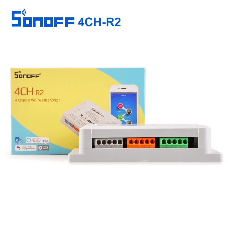 

Sonoff 4CH R2 4 Channels 433MHz 2.4G Wifi Smart Switch Remote Control Smart automation modules for Home Appliances 10a 220v