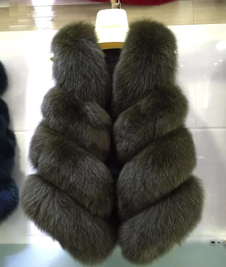 army green Tatyana Furclub/меховой жилет для девочек жилет из натурального Лисьего меха настоящая женская куртка из натурального Лисьего меха модный теплый мех для девочек - Цвет: army green