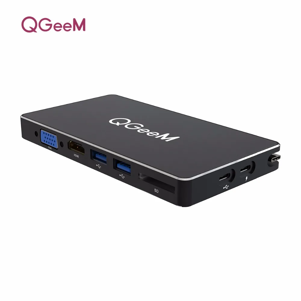

QGEEM USB-C Adapter All in One Typ-C bis 3,0 HUB/VGA/HDMI/SD/PD lade konverter mit PD Ladeanschluss pelz USB C konvertieren