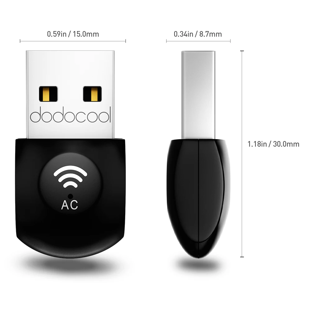 Dodocool USB Wifi адаптер 2,4 ГГц 5 ГГц двухдиапазонный AC600 беспроводной usb-ключ доступа к Wifi адаптер 802,11 ac/a/b/g/n Wi-Fi сетевая LAN Карта