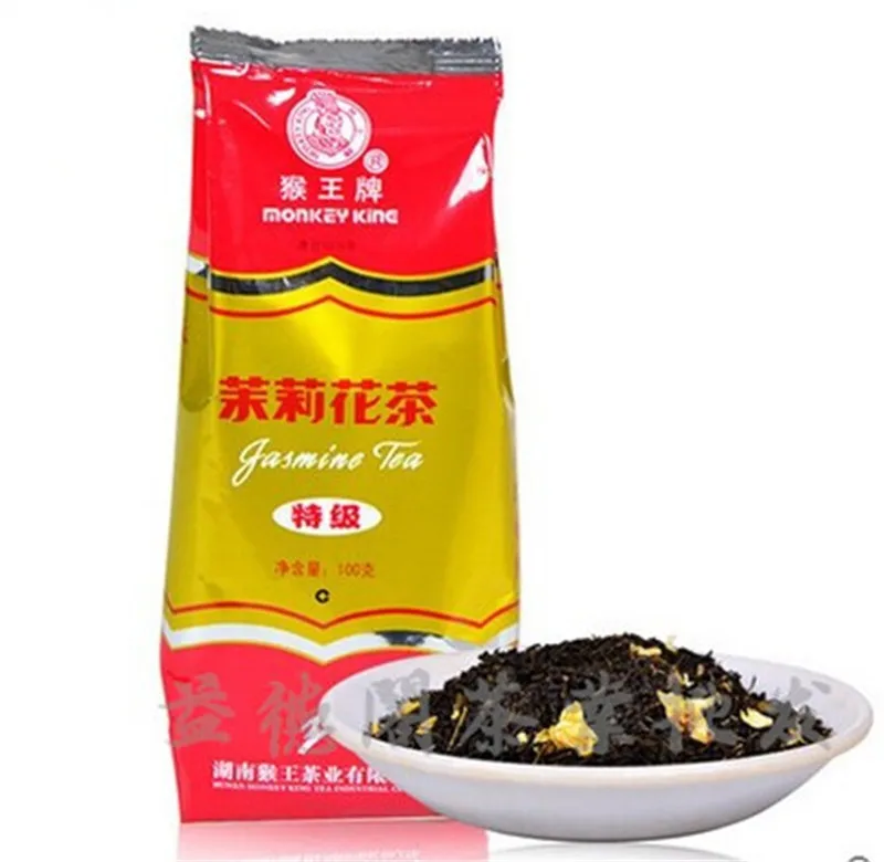  100g Monkey King Jasmine tea, flower tea, Hunan scented tea, Chinese grestest Famous brand tea lose Weight healthy green food 