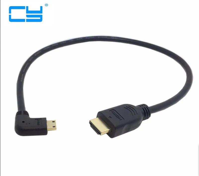 

50cm 90 Degree Angle Mini HDMI To HDMI Male M/M Cable Connector V1.4 For DSLR Video Camera LCD Monitor