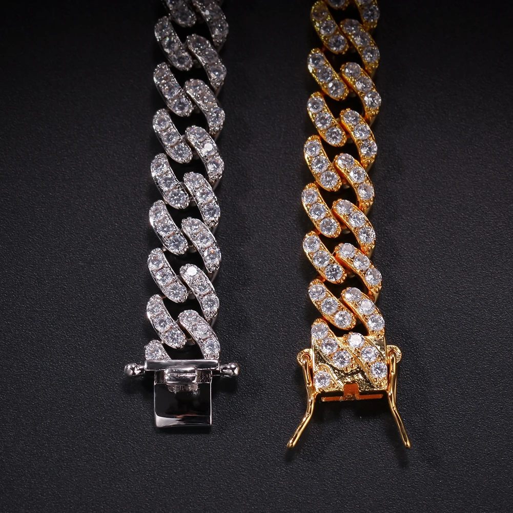 Iced para Fora Jóias para o Presente Cor de Ouro Uwin Cubana Chian Gargantilha Punk Moda Colar Masculino Hiphop 9mm cz 23 cz gargantilha punk moda cor de ouro