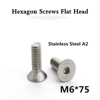 

100pcs/lot DIN7991 M6*75 A2 Stainless Steel Flat Socket Head Cap Screw