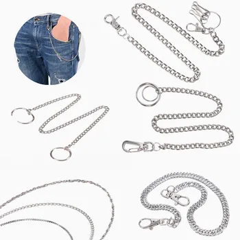 

1PCS Rock Punk Trousers Hipster Pant Jean Keychain Long Metal Wallet Belt Chain Black Ring Clip Keyring Men's Hip Hop Jewelry