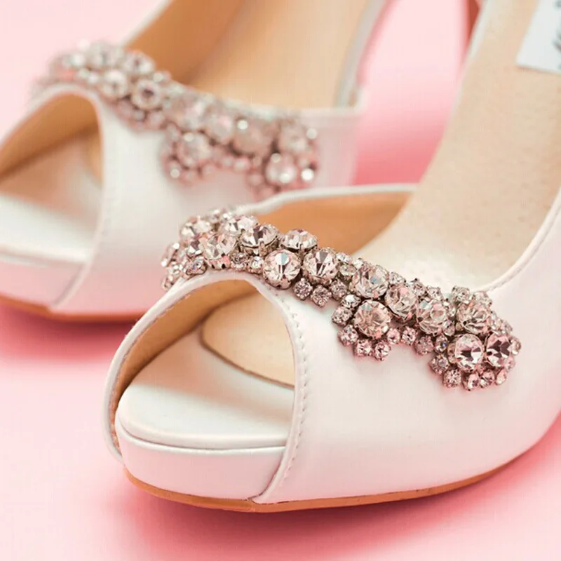 Fille Gratuite Hauts Livraison Chaussures De Élégante Toe Peep Luxe Robe Mariage Main 2018 Ivoire Mariée Talons Strass naBq1xAOw