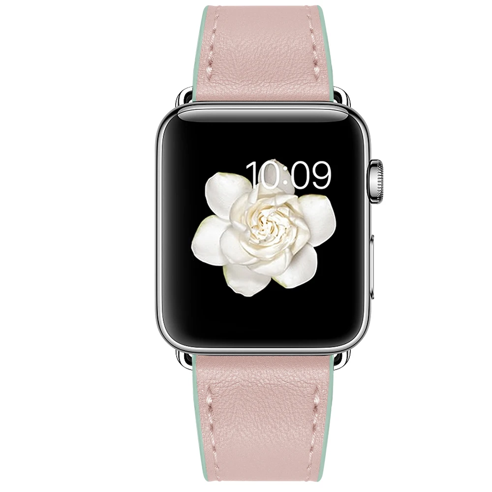 Double Color Band For Apple Watch 38mm 42mm Strap Genuine Leather Belt iWatch 40mm 44mm Series 2 3 4 5 Watchband | Наручные часы