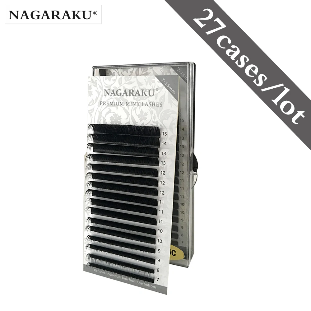 

NAGARAKU Mink Lashes Makeup Maquiagem 27 Cases lot 7-15mm Mix Individual Eyelash High Quality Natural Soft Synthetic Mink