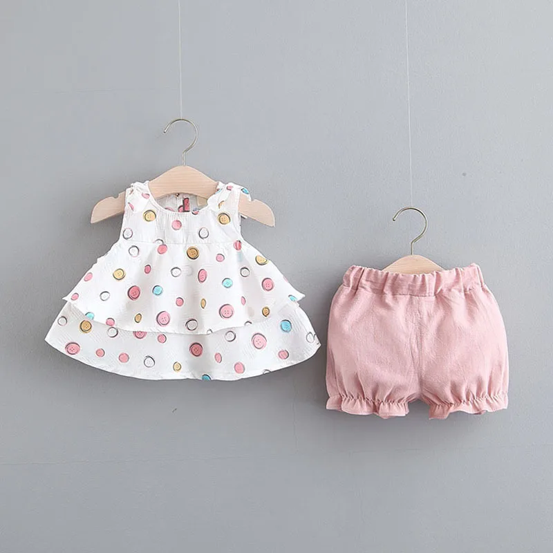 

Carters Official Store For Bebek Han Edition Suits Summer With The Baby Girl Lovely Sleeveless Shorts Melting Two-piece Outfit