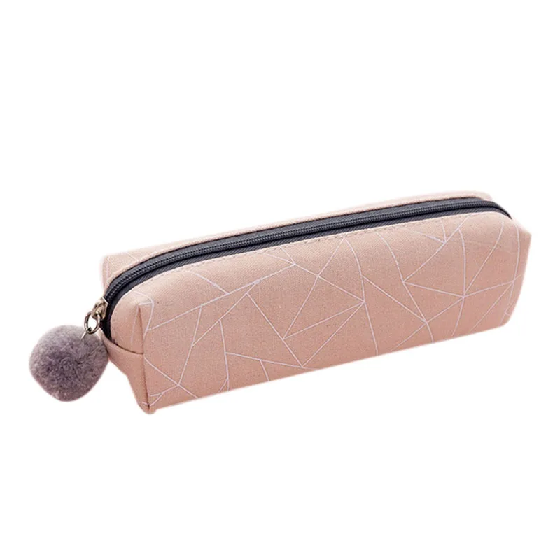 

Plush Ball Pencil Case For Girls Cute Canvas Cosmetic Bag Pen Bag Stationery Pouch Box Kids Gift Office Supplies