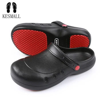 

Lizeruee Men Slippers Oil-Proof Water-Proof for the Chef Master Cook Hotel Restaurant Slippers Sandals Flat Work Shoes Slippers
