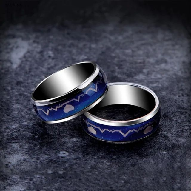 Javrick Heartbeat Ecg Mood Ring Color Temperature Changing Javrick Heartbeat Ecg Mood Ring Color Temperature Changing Magic Wedding Rings