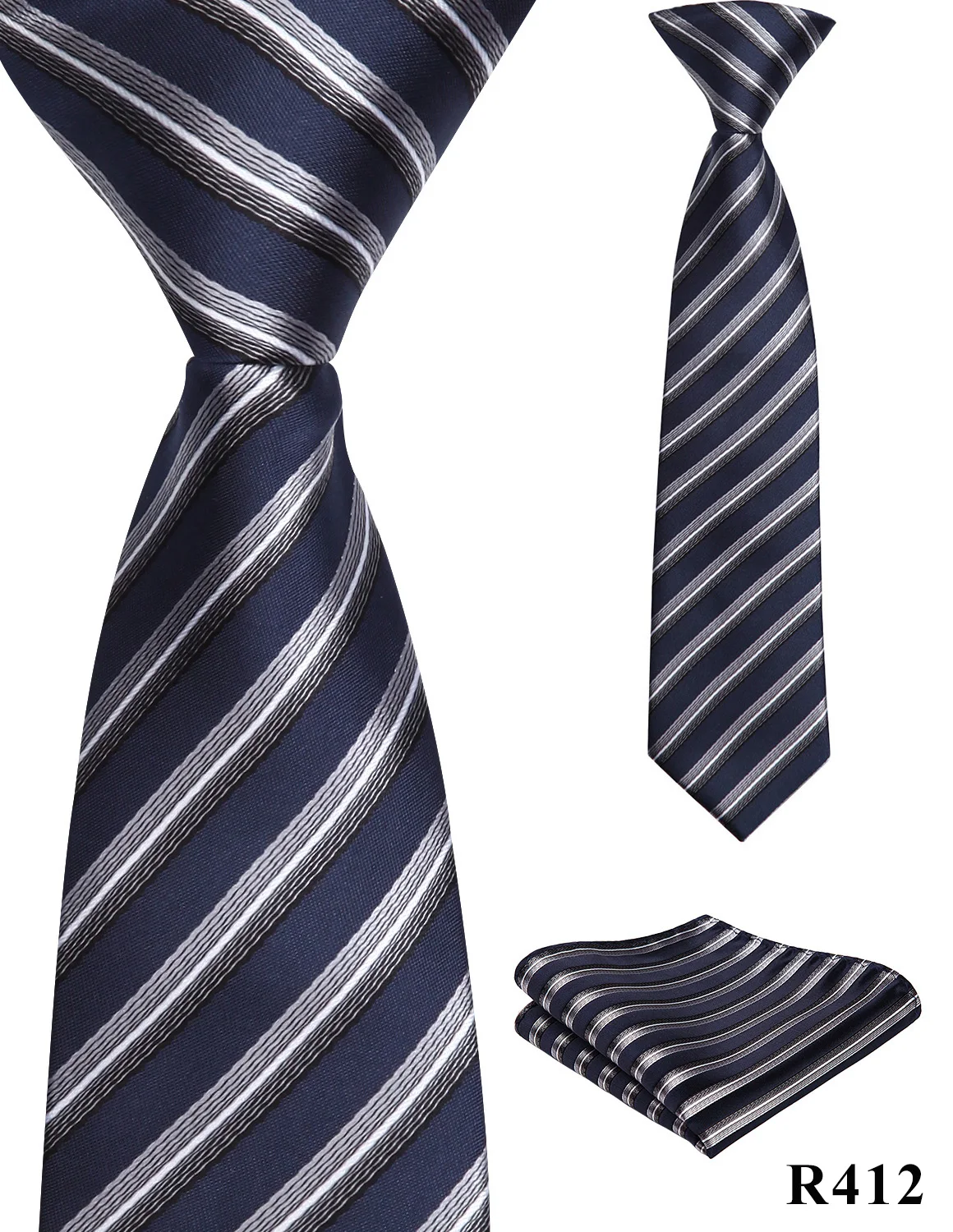 38 см, Детский галстук для мальчиков, тканый носовой платок в клетку, школьный комплект для родителей и детей - Цвет: R412