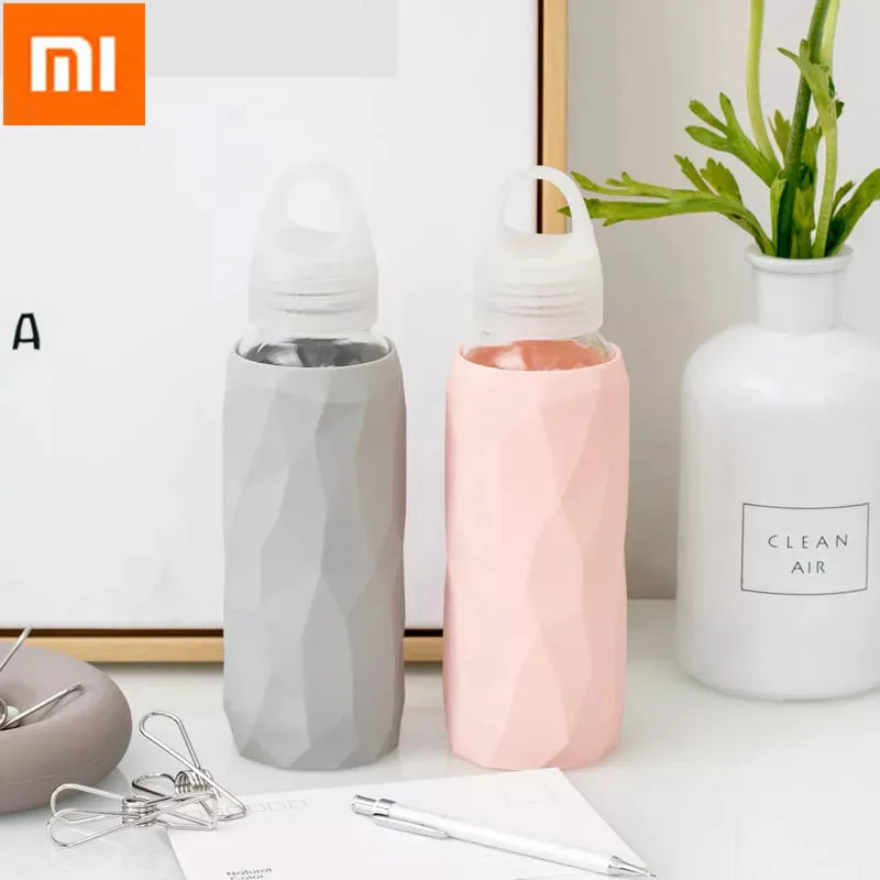

Xiaomi Jordan&Judy 300ml Glass Water Bottle Sports Travel Drinking Cup With Silicone Cover Outdoor Bike Bottles High Quality
