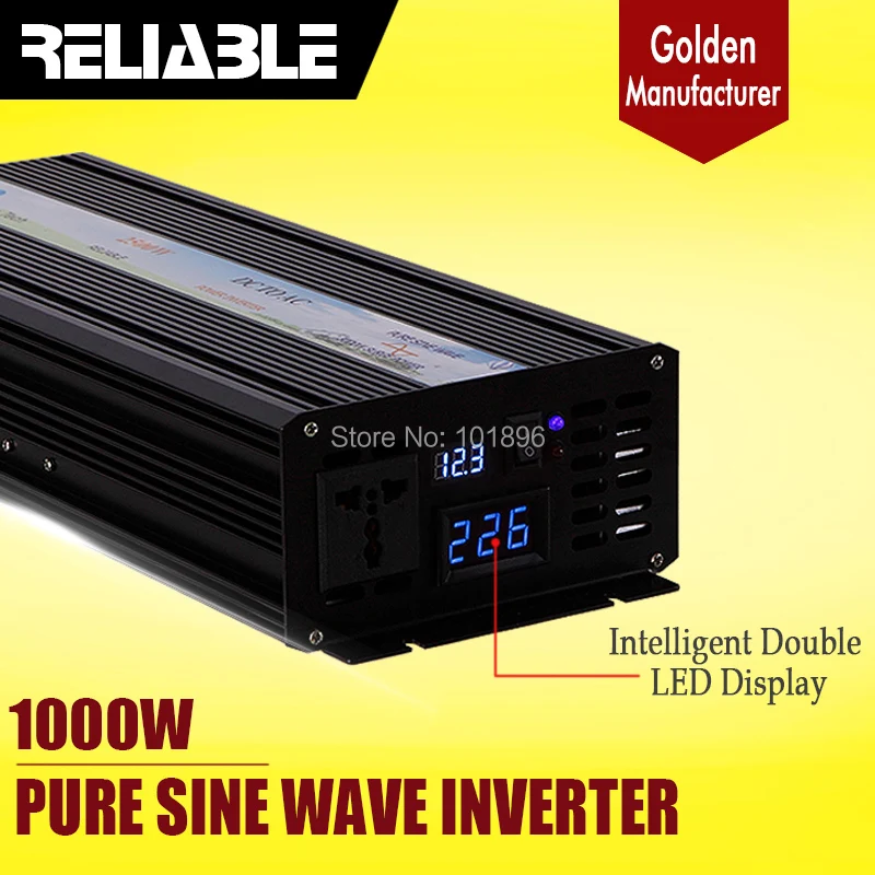 Digital LED Display 1000W 12v/24v/48vdc to 110v/220vac Pure Sine Wave DC TO AC Inverter Converter Home Power Supply Generator Wholesale Electrical Equipment & Supplies