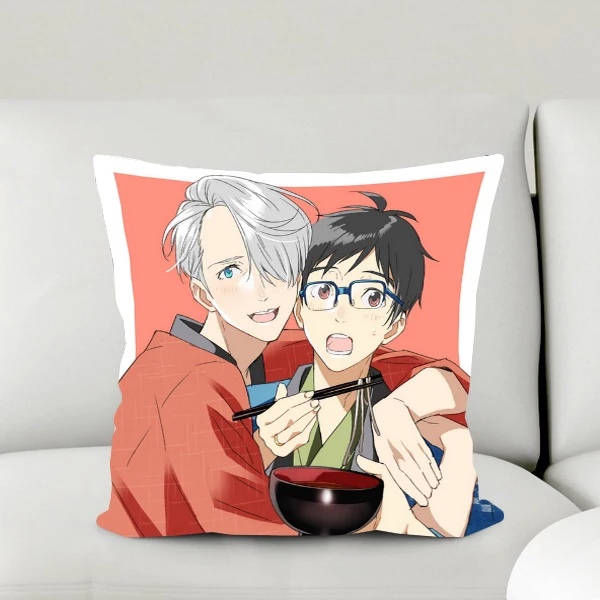 

Oct. Hot Home Textile Yuri On Ice Anime Yuri Katsuki & Victor Nikiforov Polyester Square Pillow Case One-sided Two-sided #41042