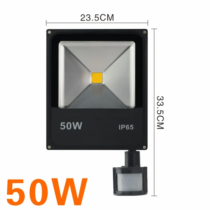 LATTUSO движения Сенсор Светодиодный прожектор мощностью 10 Вт, 20 Вт, 30 Вт, 50 Вт промывная настенная лампа IP65 Водонепроницаемый 220 V Открытый прожектор - Испускаемый цвет: 50W with Pir Sensor