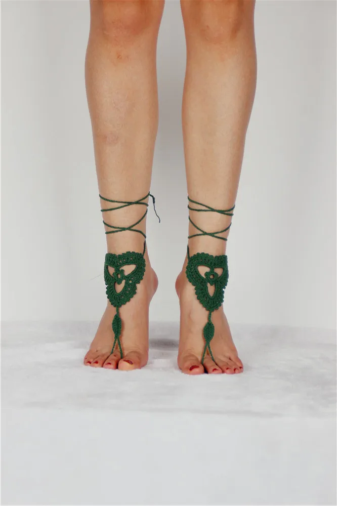 

2pcs Anklet Crochet Barefoot Sandals Women Handmade Wedding Knitted Rope Dancing Foot Ankle Leg Chain Summer Beach Jewelry