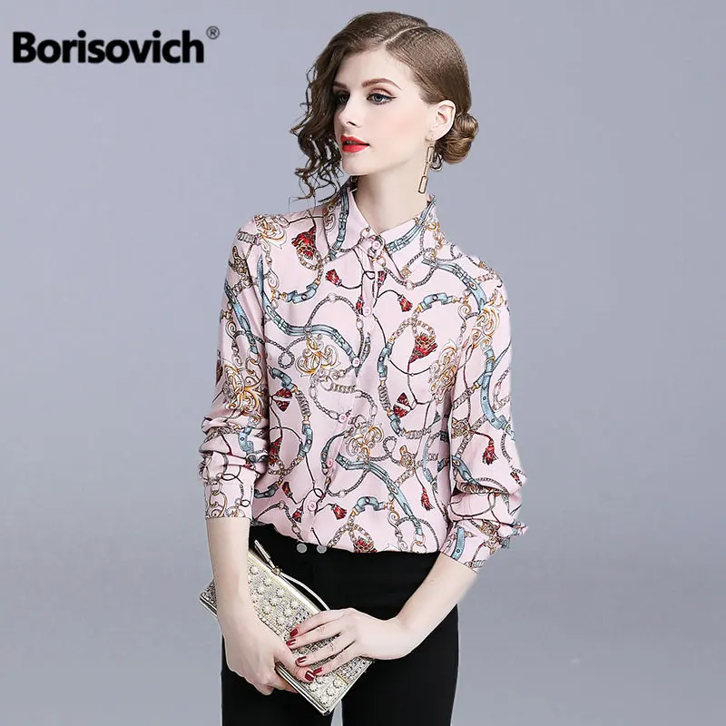 Женская Офисная рубашка Borisovich винтажная элегантная с отложным воротником новый