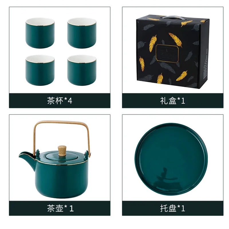Nordic класса люкс стиль высокого качества керамические золотистые чайник дома керамика чайный набор кунг-фу цветок в чай днем чайная чашка в китайском стиле чайный сервиз - Цвет: Tea set