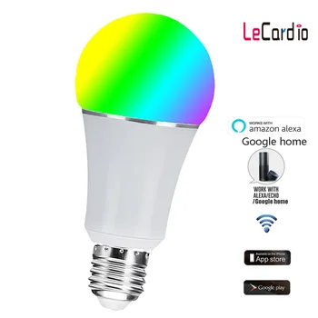 

E27 7W RGBW Smart Wifi Light Bulb, Led Lamp Multi-Color Compatible with Alexa Google Home Assistant Phone App, Voice Control