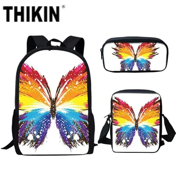 

THIKIN Schoolbag Colorful Butterfly Printing School Bag Kid Cute Backpack Girls Book Bag Children Schoolbags Satchel Mochila