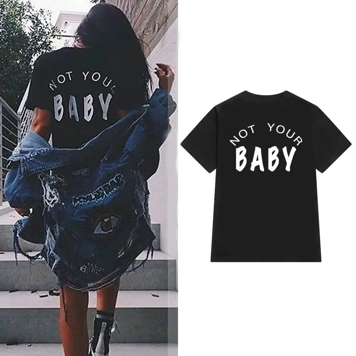 Женская футболка с принтом на спине not your baby хлопковая Повседневная забавная для