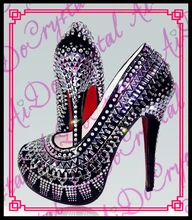 Aidocrystal Crystal wedding shoes handmade bridal shoes rhinestone female high heels platform shoes big size