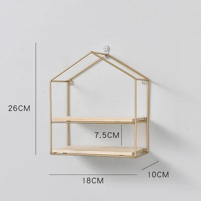 Деревянные золотые стеллажи для хранения подвесной Декор коробка для хранения цветочный горшок дом стеллаж для хранения настенная книга фигурки дисплей ремесла полки