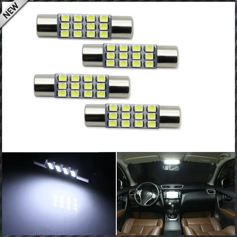 10x White 12-SMD 1.72/" 42mm 578 211-2 LED Bulbs For Car Interior Map Dome Lights