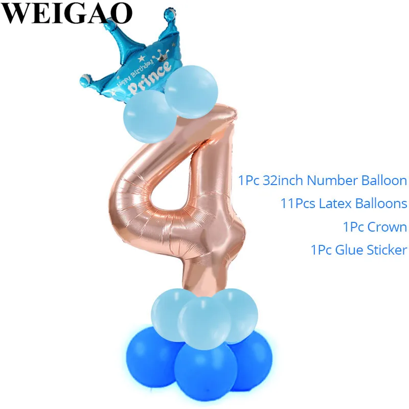 WEIGAO 14 шт. строительные фольгированные воздушные шары с номером декор для 1 го дня