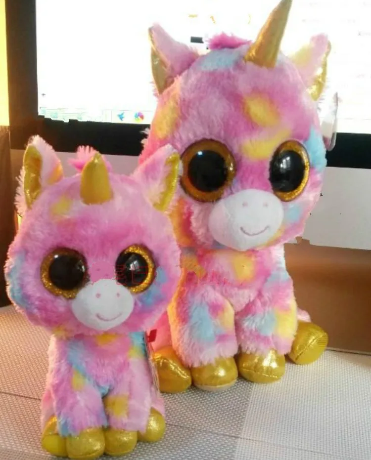 2015 new ty plush animals toys big eyes unicorn toy with