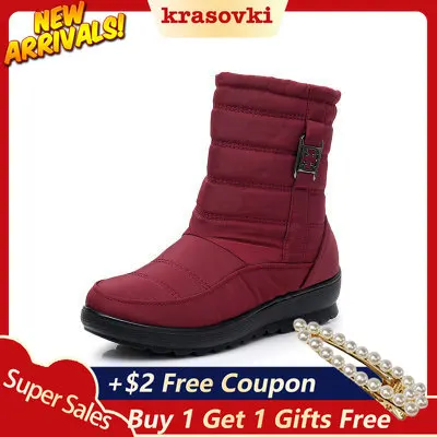

Krasovki Winter Cotton Warm Snow Female Boots Dropshipping Middle Old Cotton Shoes Non-slip Chaussures Large Size Cotton Boots