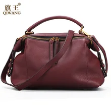 Qiwang 2017 Casual Tote Women Shoulder Bags 100% Genuine Leather Women Bag Designer Brand Leather Handbags Luxury Crossbody Bags