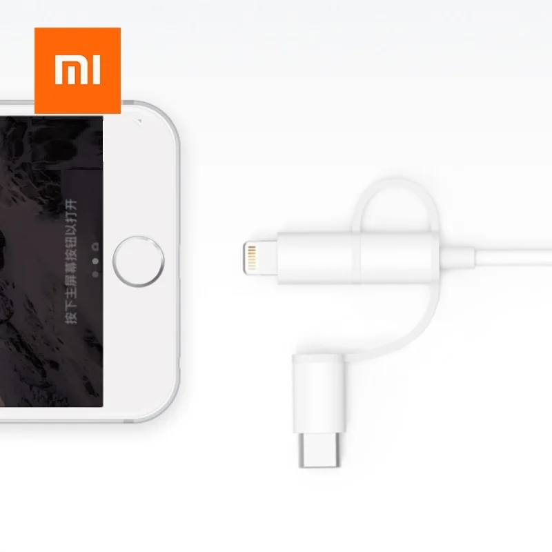 Xiaomi 3 в 1 кабель для передачи данных 100 см MFI для светильник с разъемом микро USB type-C официальная сертификация для Android и iPhone