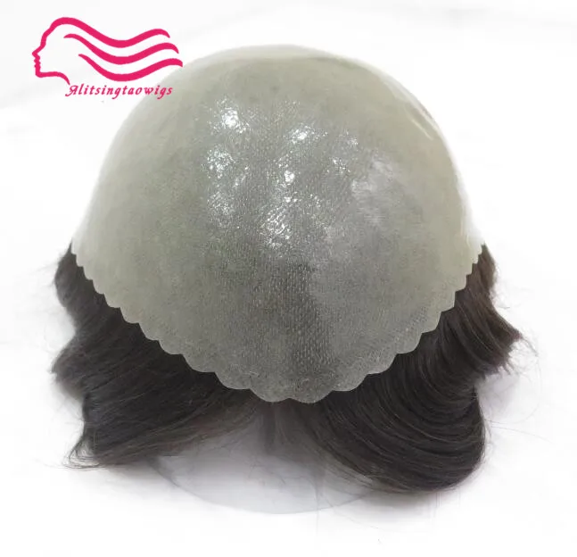 

Free shipping 100% good human hair slight wave stock men toupee