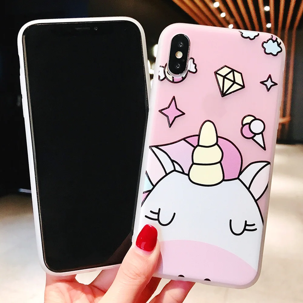KIPX1104_3_JONSNOW Phone Case For iPhone XS Max XR XS 6 6S 7 8 Plus Funny Cute Emboss Unicorn Pattern Soft Silicone Cover Cases Capa Fundas