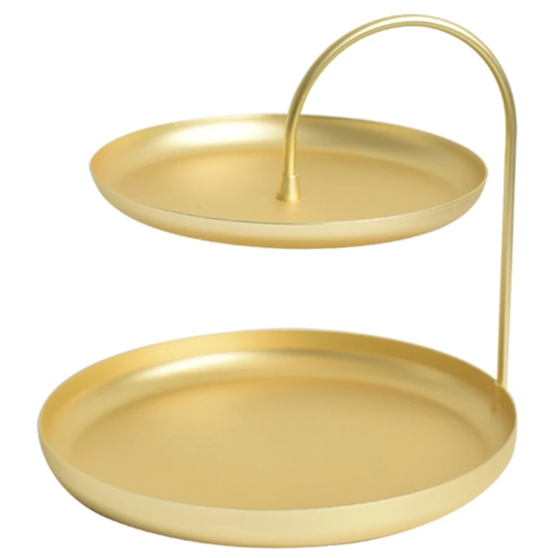 

Two Tier Metal Storage Tray For Jewelry Necklace Bracelet Earring Hallway Key Holder Dressing Table Organizer